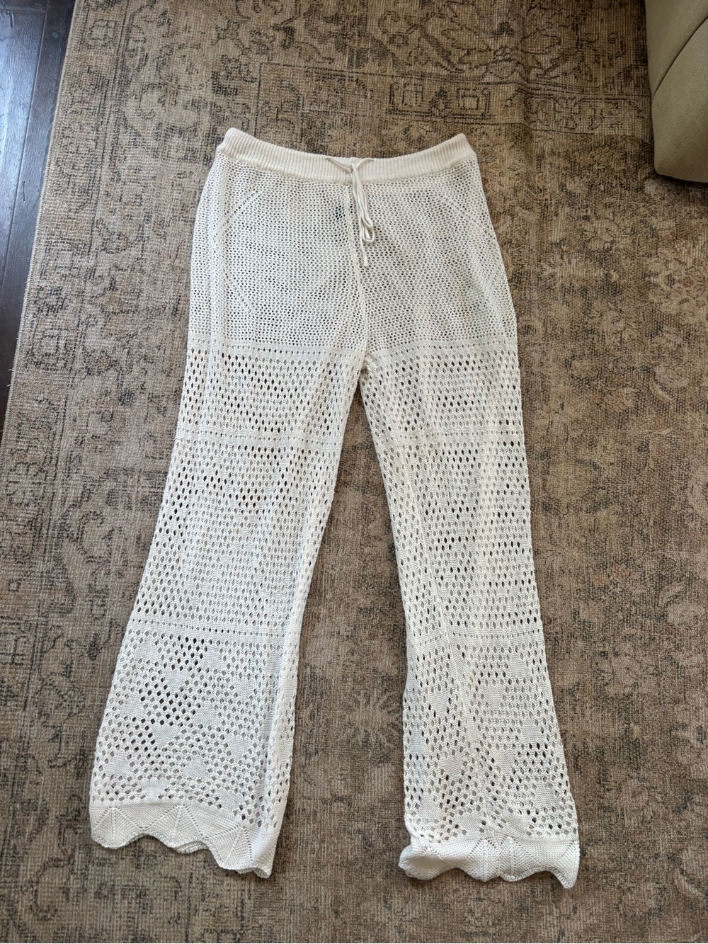 SHEIN Curve Crochet Knit Pants - Cream